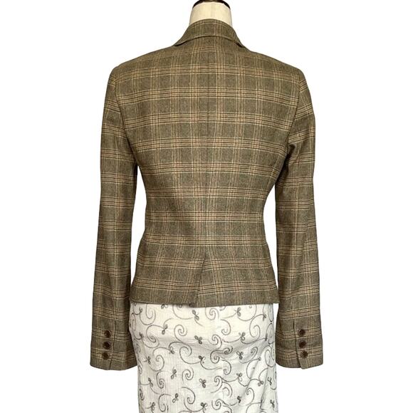 Theory Wool Plaid Blazer Jacket Size 6 | Cropped Preppy Y2K Fall - Picture 4 of 12